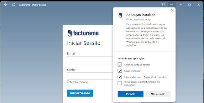 Aplicação instalada em Android