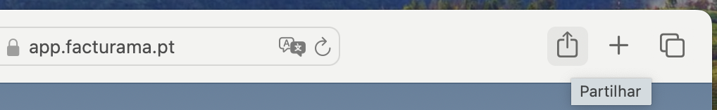 Ícone partilhar no Safari